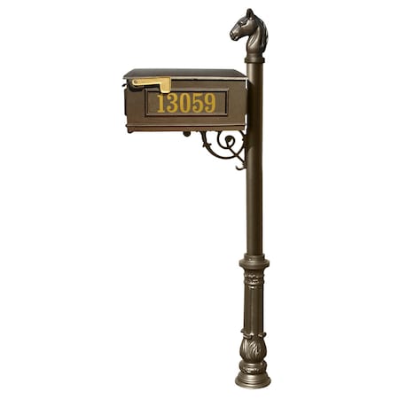 Qualarc Mailbox w/decorative ornate base, horsehead finial LMCV-701-BZ